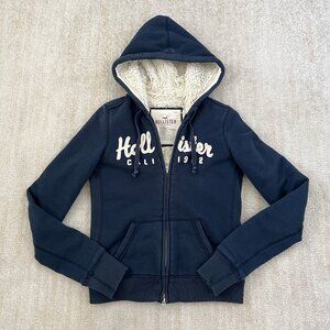 Hollister Y2K Zip Up Hoodie Sweatshirt With Fur M